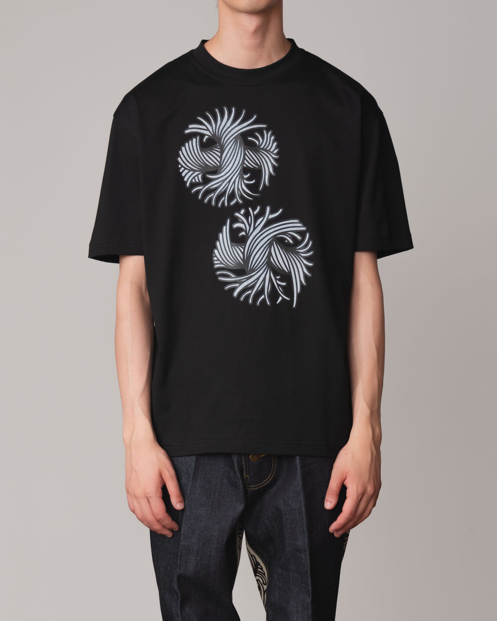 Tshirt Printed- Cotton100% Jersey- Round Rope- Black