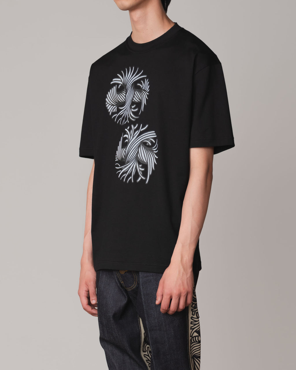 Tshirt Printed- Cotton100% Jersey- Round Rope- Black