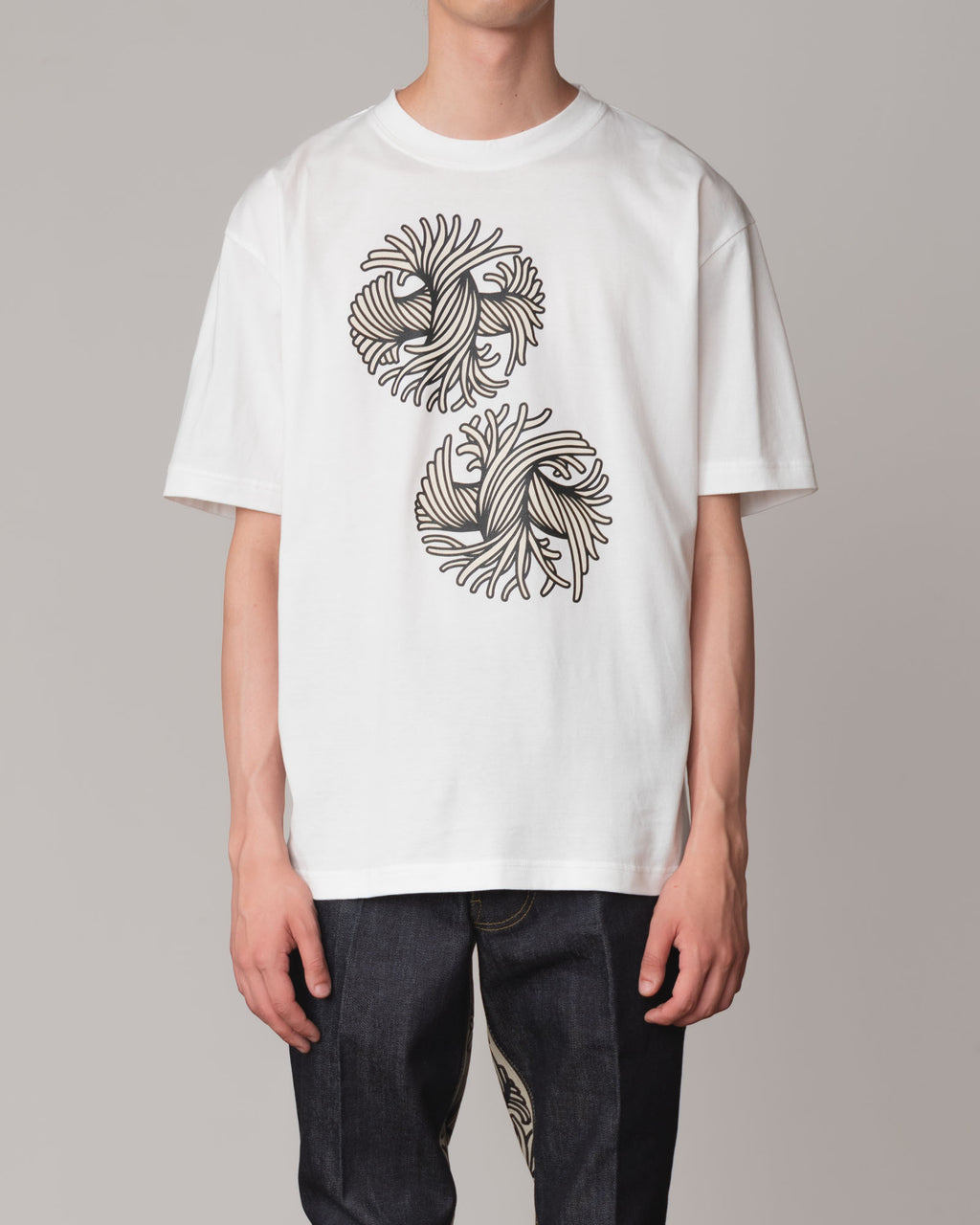 Tshirt Printed- Cotton100% Jersey- Round Rope- White