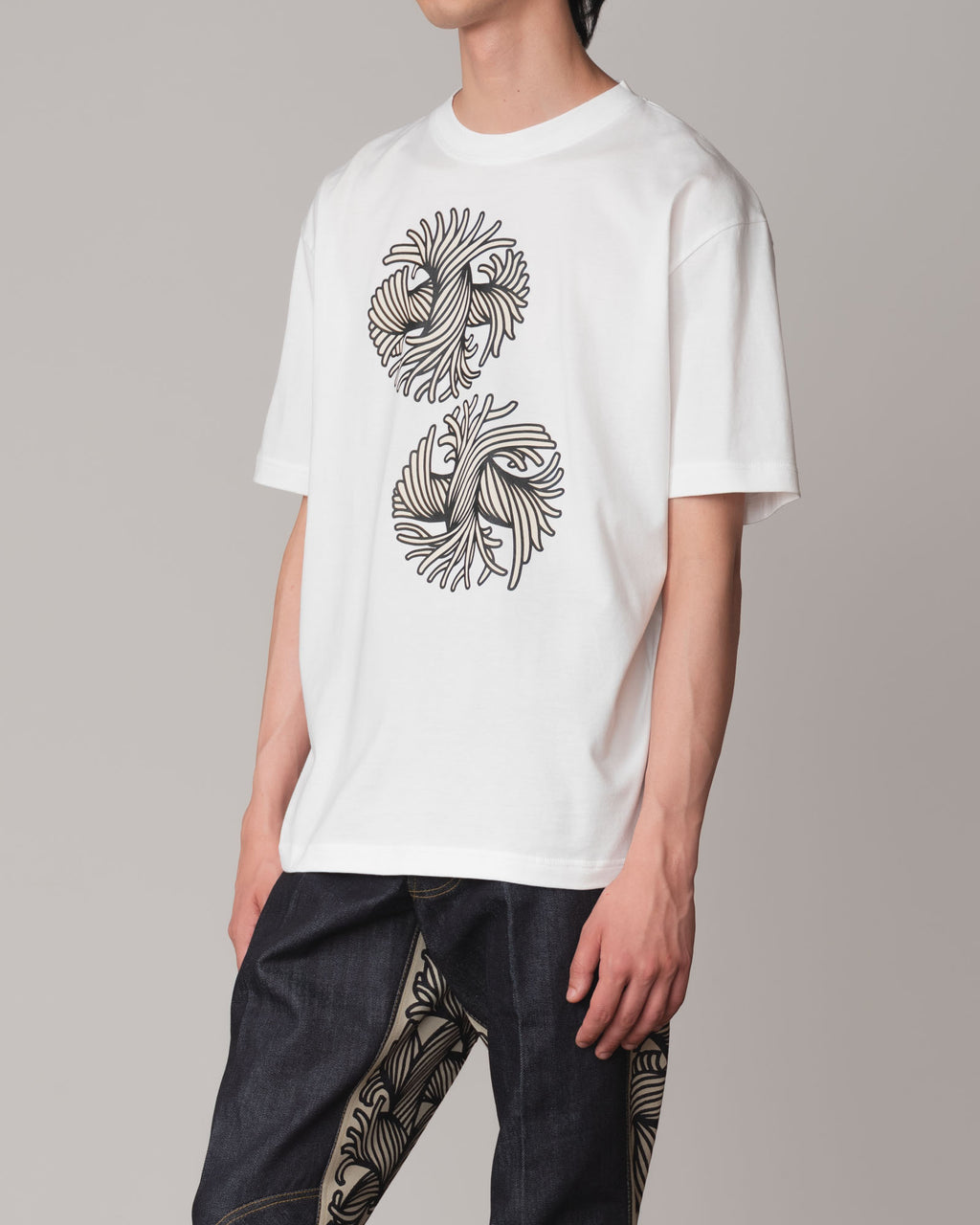 Tshirt Printed- Cotton100% Jersey- Round Rope- White