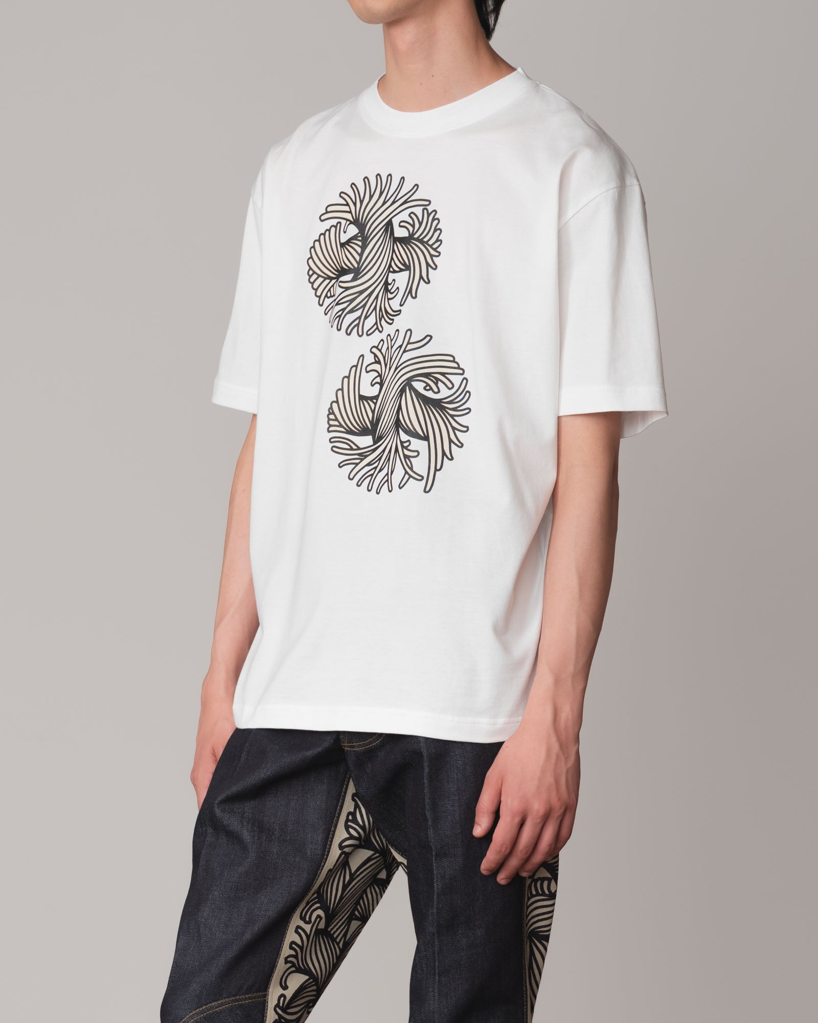Tshirt Printed- Cotton100% Jersey- Round Rope- White