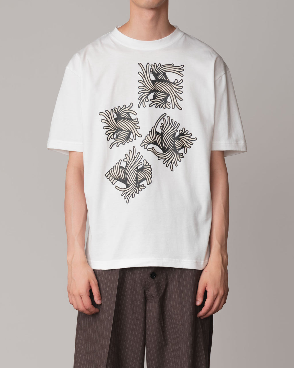 Tshirt Printed- Cotton100% Jersey- Square Rope- White