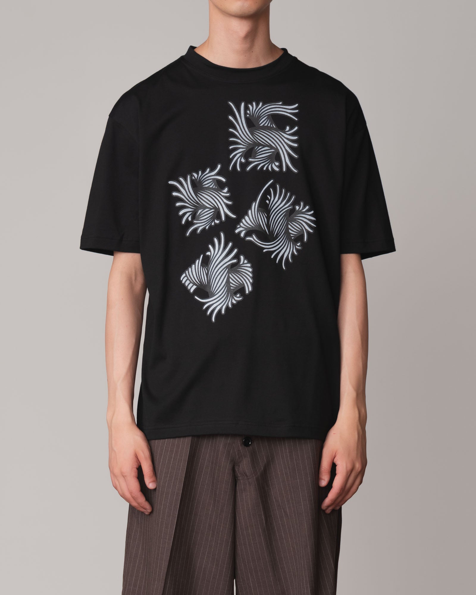 Tshirt Printed- Cotton100% Jersey- Square Rope- Black