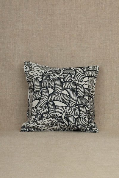 Cushion Cover- Linen100%- Vine Rope Print- Raw