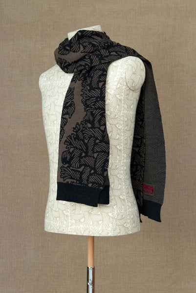 Knit Scarf- Wool100% Jacquard Knit- Isle Rope- Light Brown