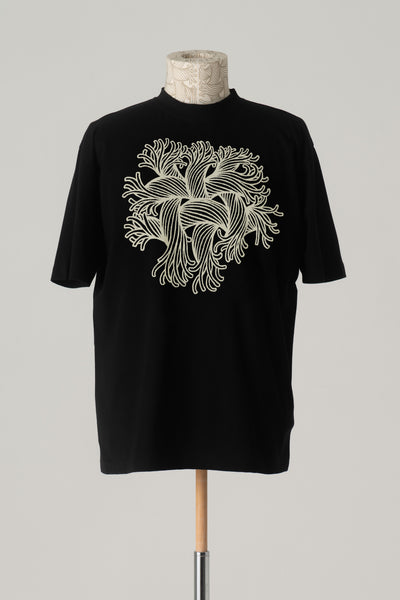 Tshirt Printed- Cotton100% Jersey- Embroidery Rope- Black