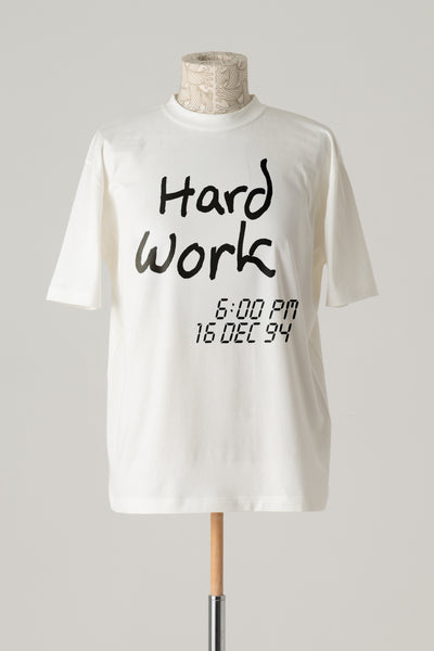 Tshirt Printed- Cotton100% Jersey- Hard Work- White