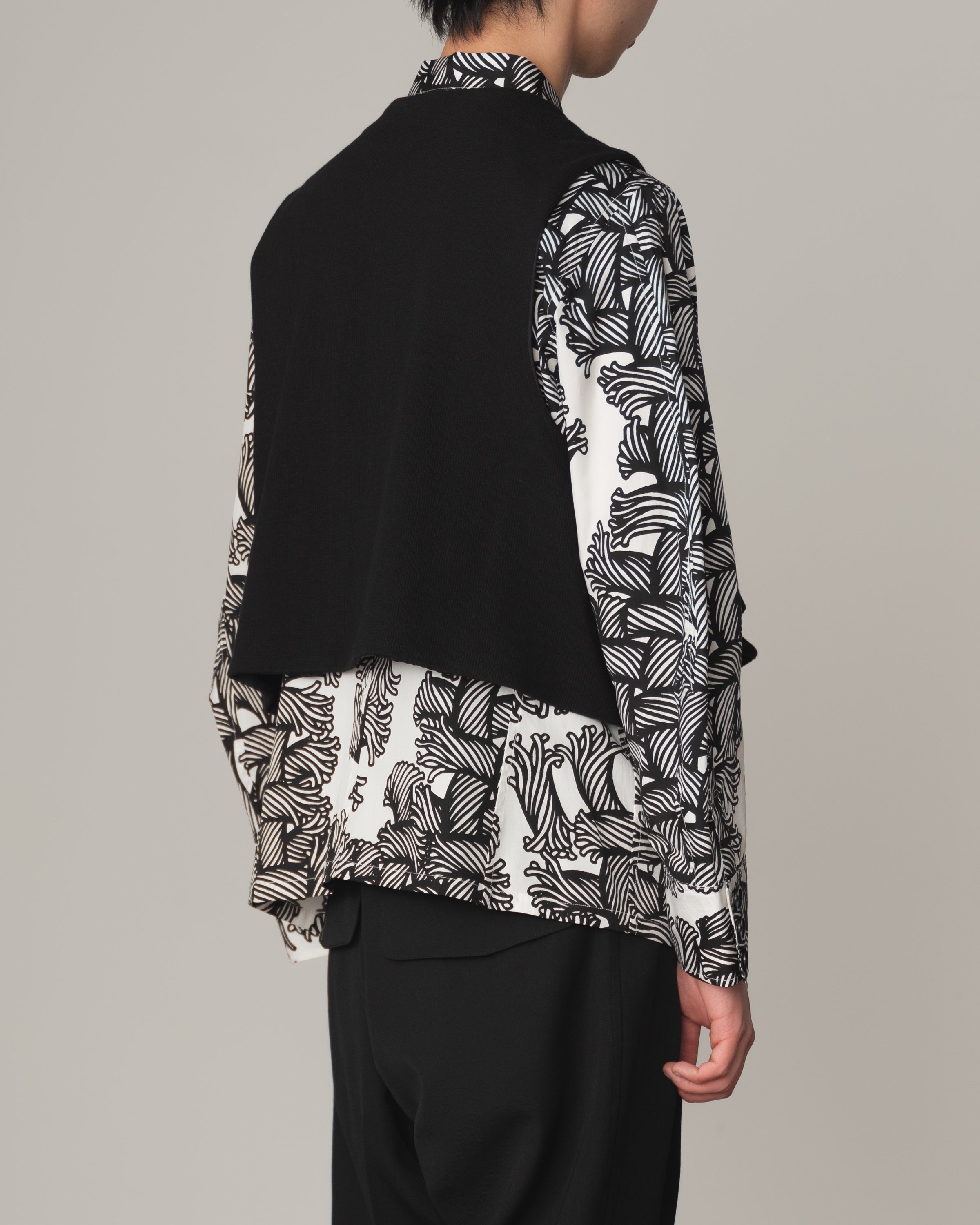 Waistcoat Pocket Flap- Cotton100% Rib- Black