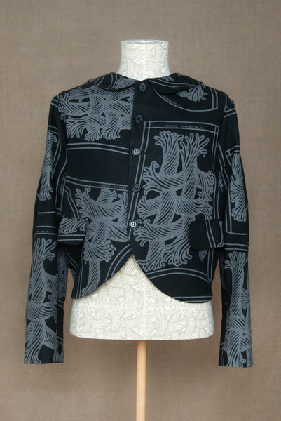 Jacket 302- Linen100%- Pattern Rope Print- Black