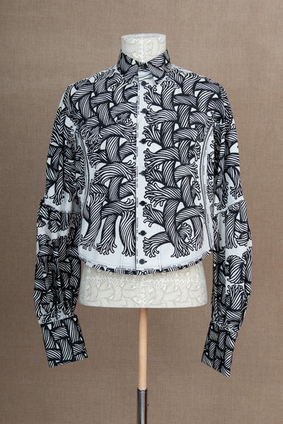 Shirt 203D- Cotton100% Broad Print- Mix- 203 Pattern Rope- Isle Rope- Ivory
