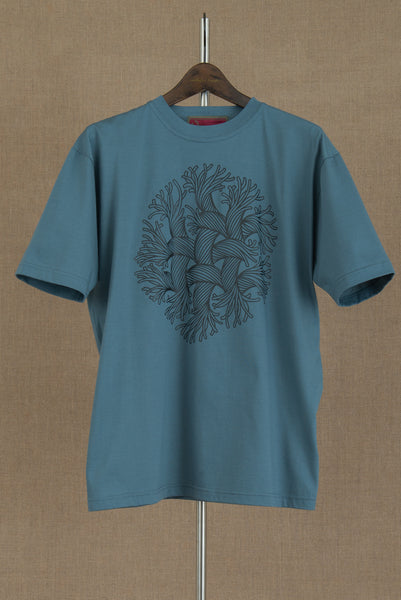 Tshirt Printed- Cotton100% Jersey- Hexa Rope- Saxe Blue