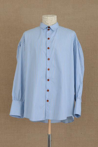 Shirt 581B- Cotton100% Broad Stripe -Sky Blue