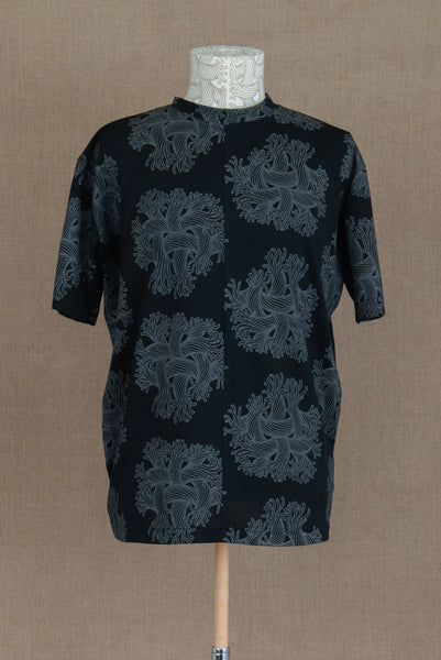 Tshirt 1781B- Cotton100% Jersey- Short Sleeve/ Emb Rope Print- Black