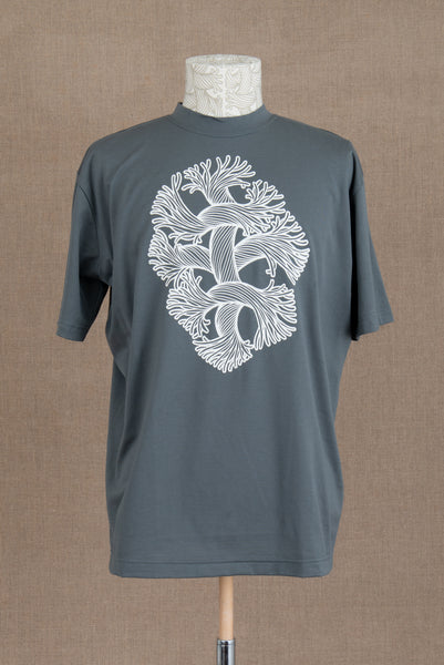 Tshirt Printed- Cotton100% Jersey- Cutout Rope-Fray- Grey