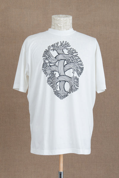 Tshirt Printed- Cotton100% Jersey- Cutout Rope-Fray- White