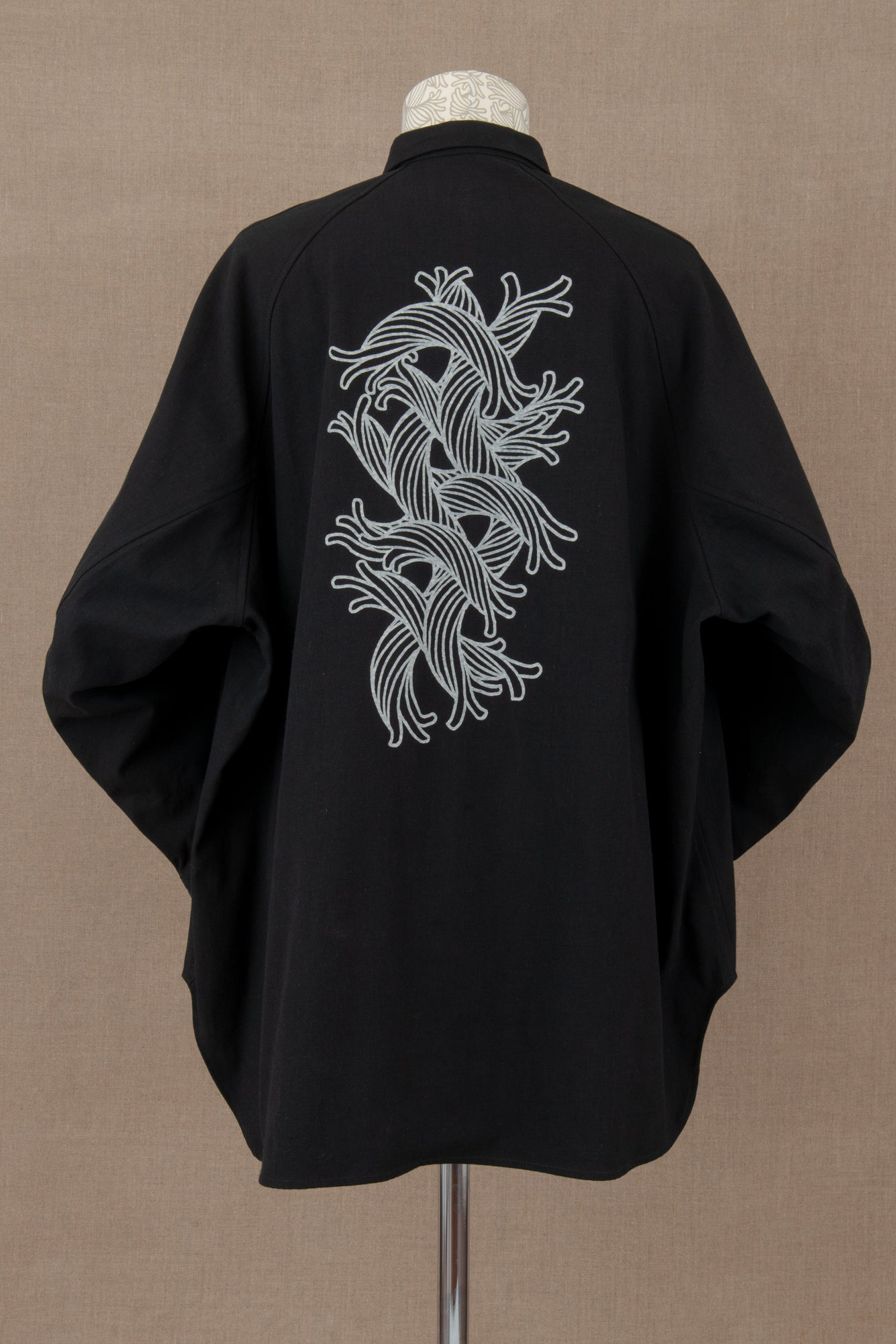 Shirt 988R- Cotton84%/ Hemp16% Twill- Waving Rope Print- Black