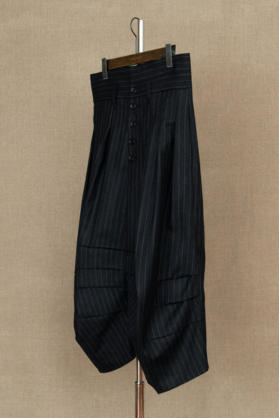 Trousers 20- Wool100% Pin Stripe- Black