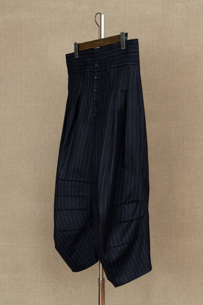Trousers 20- Wool100% Pin Stripe- Navy