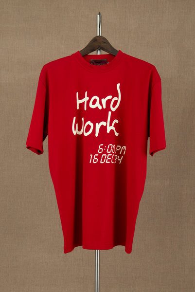 Tshirt Printed- Cotton100% Jersey- Hard Work- Red