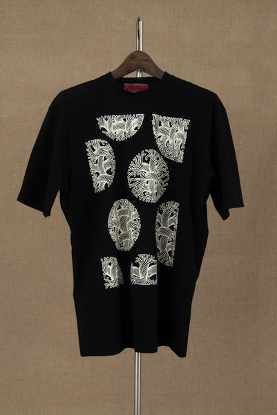 Tshirt Printed- Cotton100% Jersey- Bubble Rope- Black