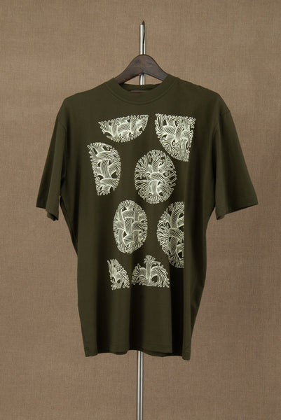 Tshirt Printed- Cotton100% Jersey- Bubble Rope- Moss Green