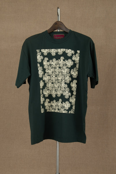 Tshirt Printed- Cotton100% Jersey- L Rope Small- Dark Green