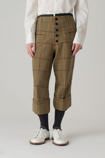 Trousers 386- Wool100% HW Check- Yellow