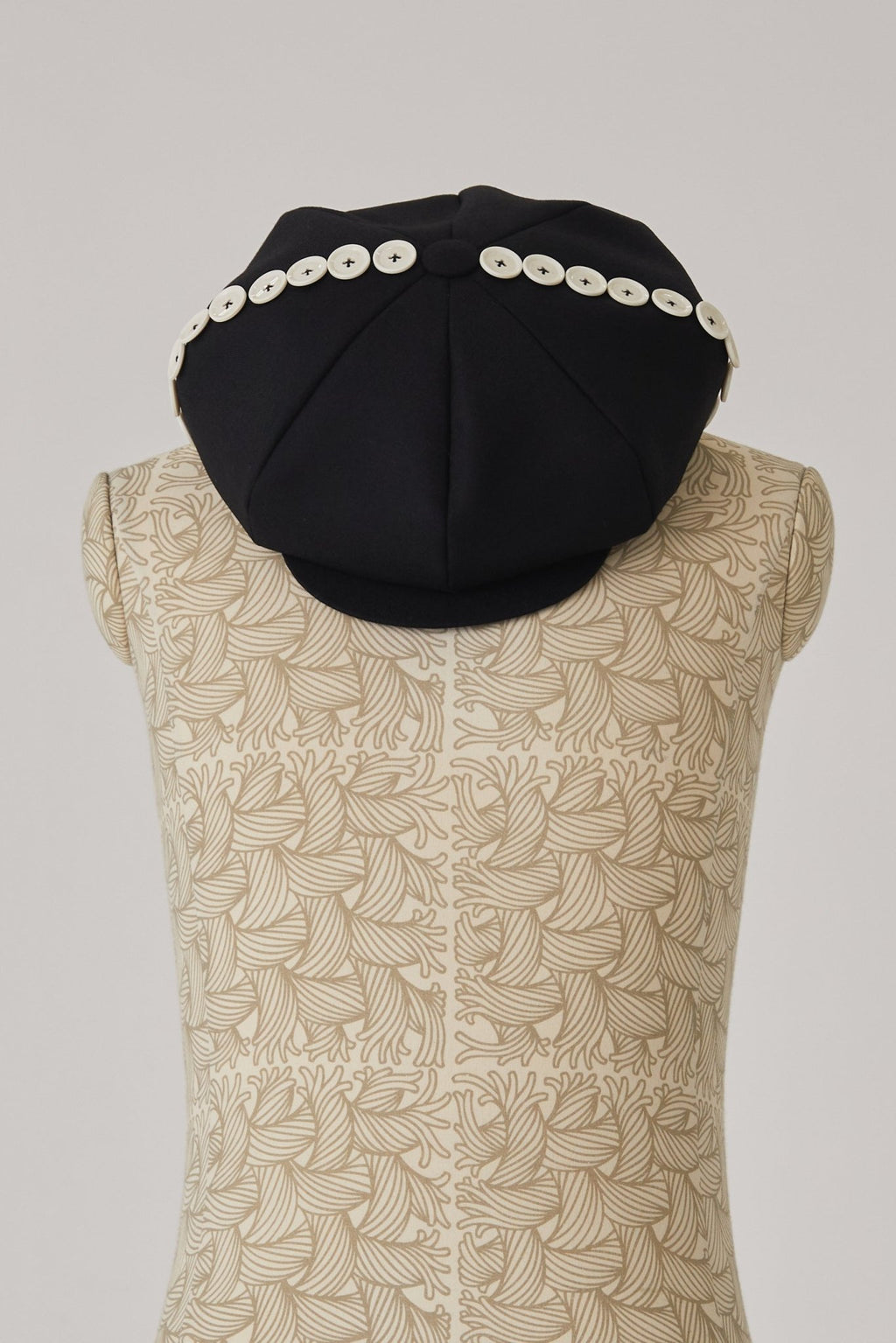 Hat Cap - Wool100% Serge 450 - White Side Line Buttons - Black - Christopher Nemeth - Accessories - Wholesale AW24 - 9 - 000011 - 05