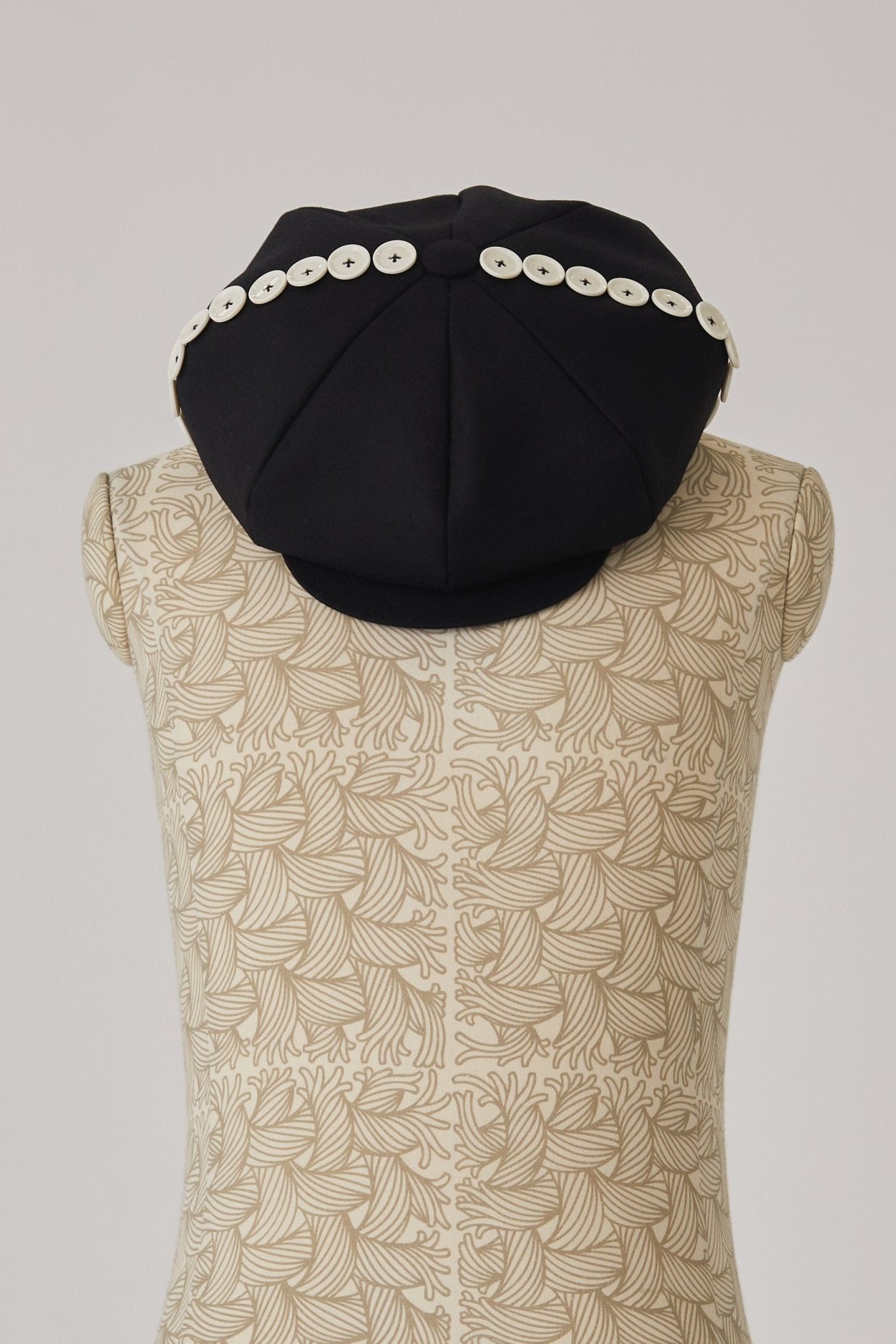 Hat Cap - Wool100% Serge 450 - White Side Line Buttons - Black - Christopher Nemeth - Accessories - Wholesale AW24 - 9 - 000011 - 05