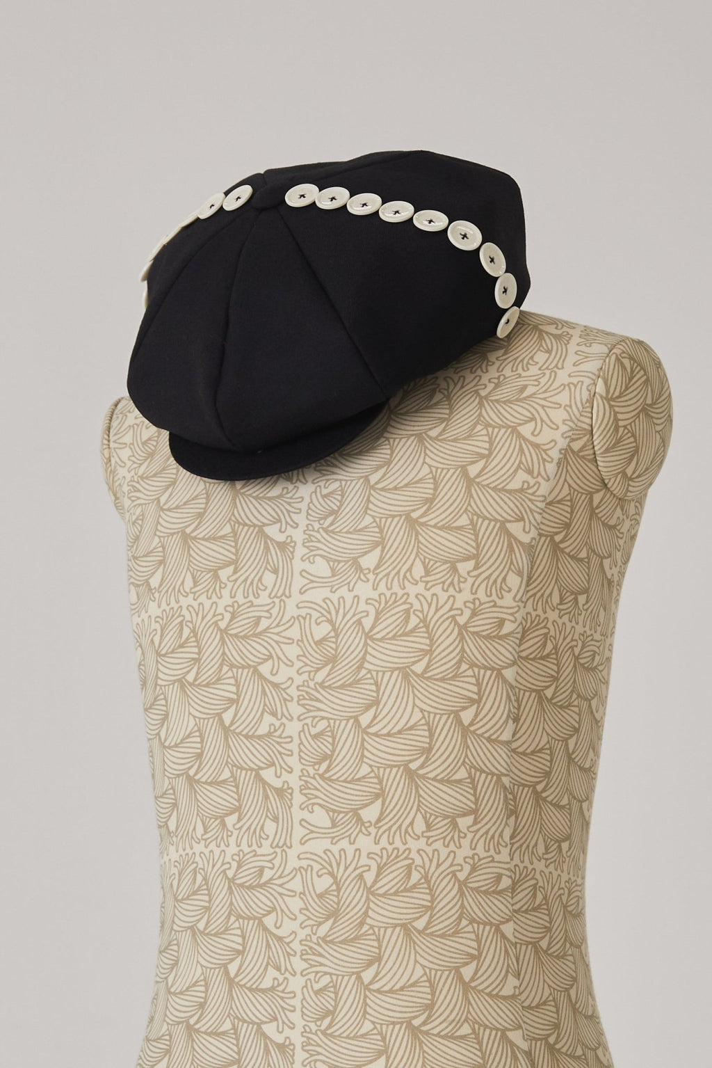 Hat Cap - Wool100% Serge 450CS - White Side Line Buttons - Black - Christopher Nemeth - Accessories - Wholesale AW24 - 9 - 000033 - 05