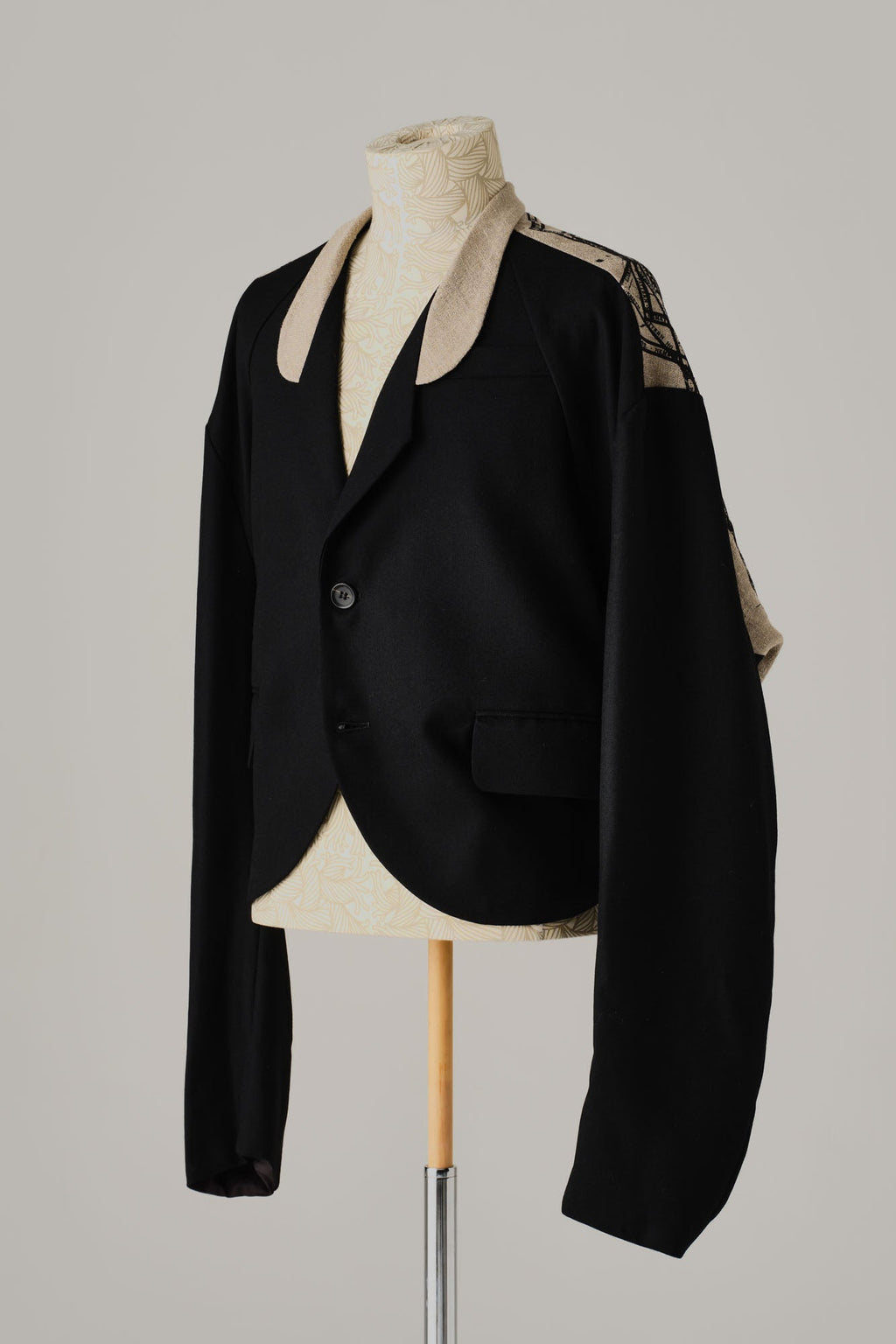 Jacket 1 - Mix Wool100% Army Serge/Linen100% - Multi Pattern Rope - Black/Natural - Christopher Nemeth - Tops - Wholesale AW25 - 9000000001303