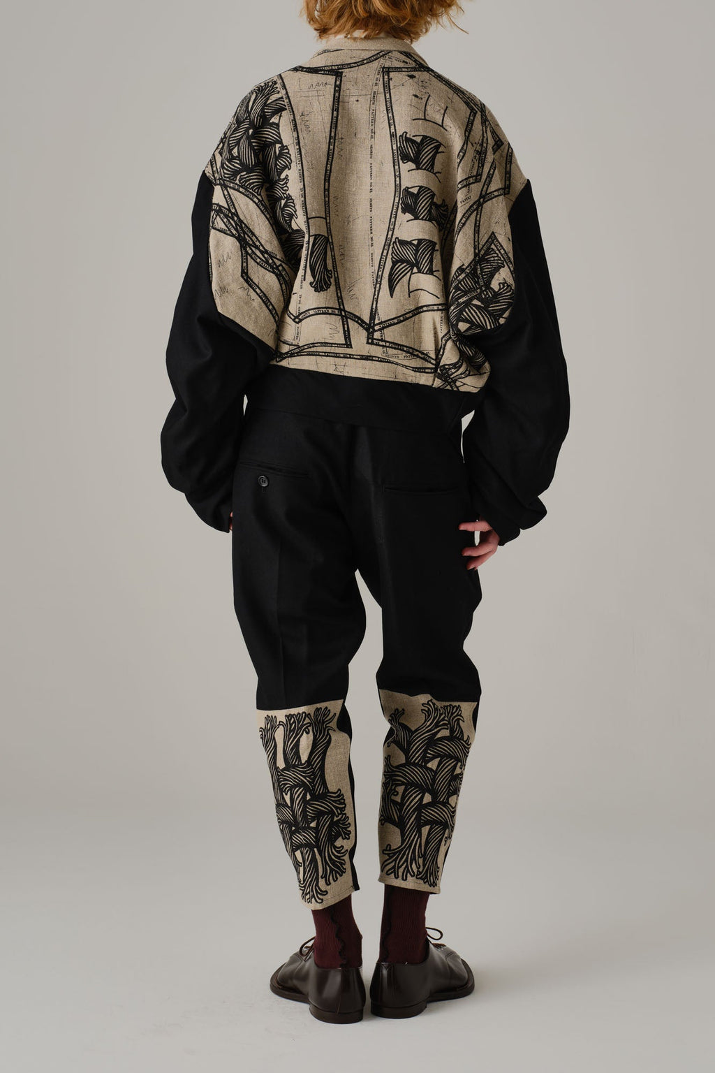 Jacket 1 - Mix Wool100% Army Serge/Linen100% - Multi Pattern Rope - Black/Natural - Christopher Nemeth - Tops - Wholesale AW25 - 9000000001303