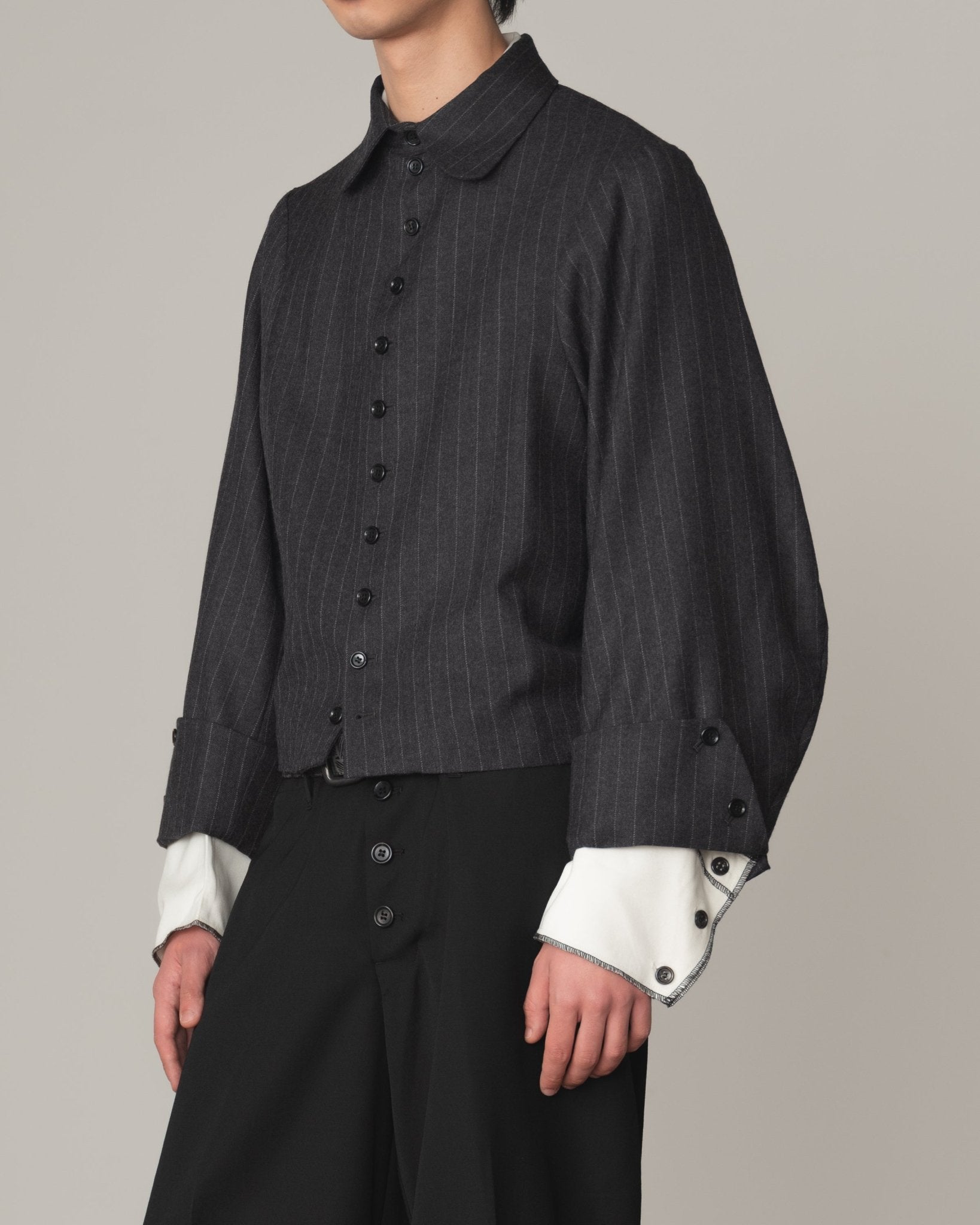 Jacket 107 - Wool100% Pin Stripe - Charcoal - Christopher Nemeth - Tops - Shop - 0-00672-03