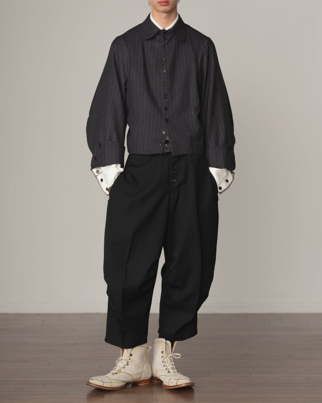 Jacket 107 - Wool100% Pin Stripe - Charcoal - Christopher Nemeth - Tops - Shop - 0-00672-03