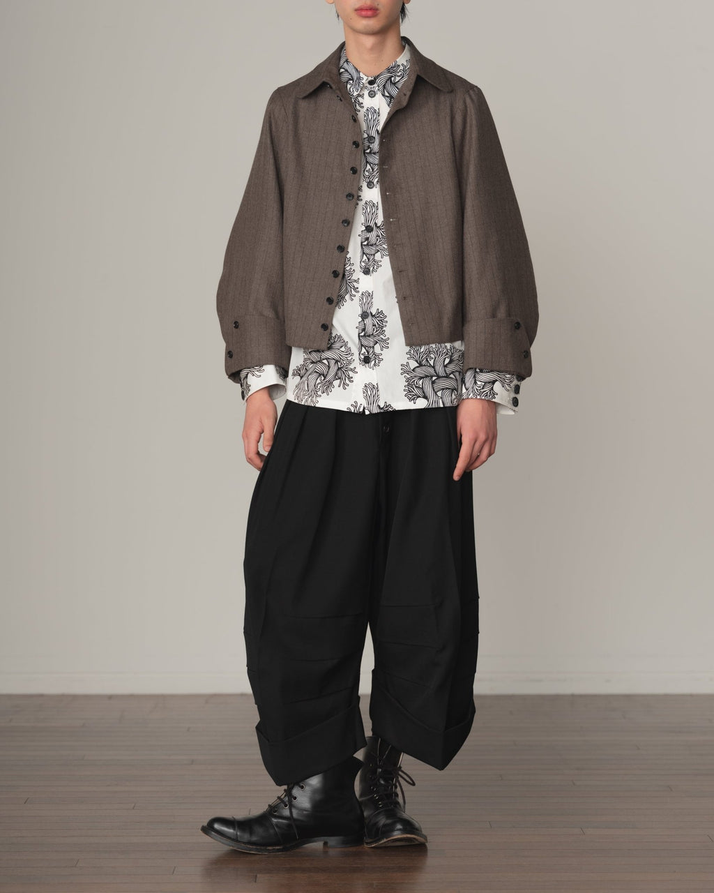 Jacket 107 - Wool100% Pin Stripe - Dark Beige - Christopher Nemeth - Tops - Online Store - 0-01156-03