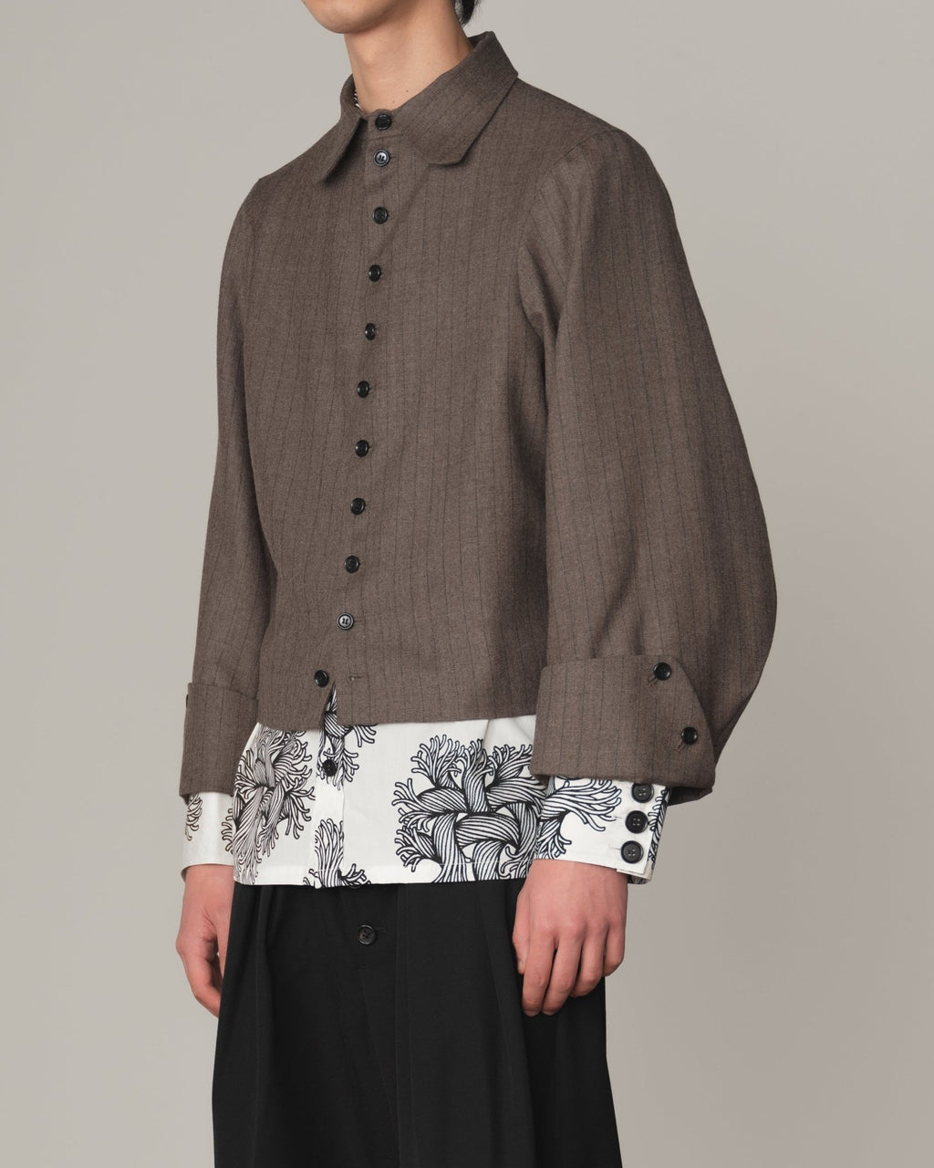 Jacket 107 - Wool100% Pin Stripe - Dark Beige - Christopher Nemeth - Tops - Online Store - 0-01156-03