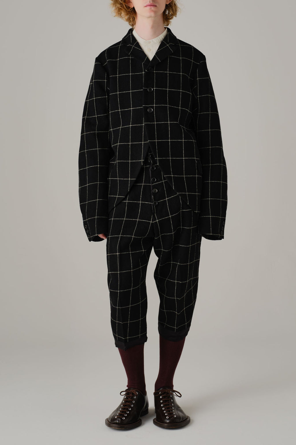 Jacket 13452 - Wool100% Windowpane Tweed - Black - Christopher Nemeth - Tops - Wholesale AW25 - 9000000002003