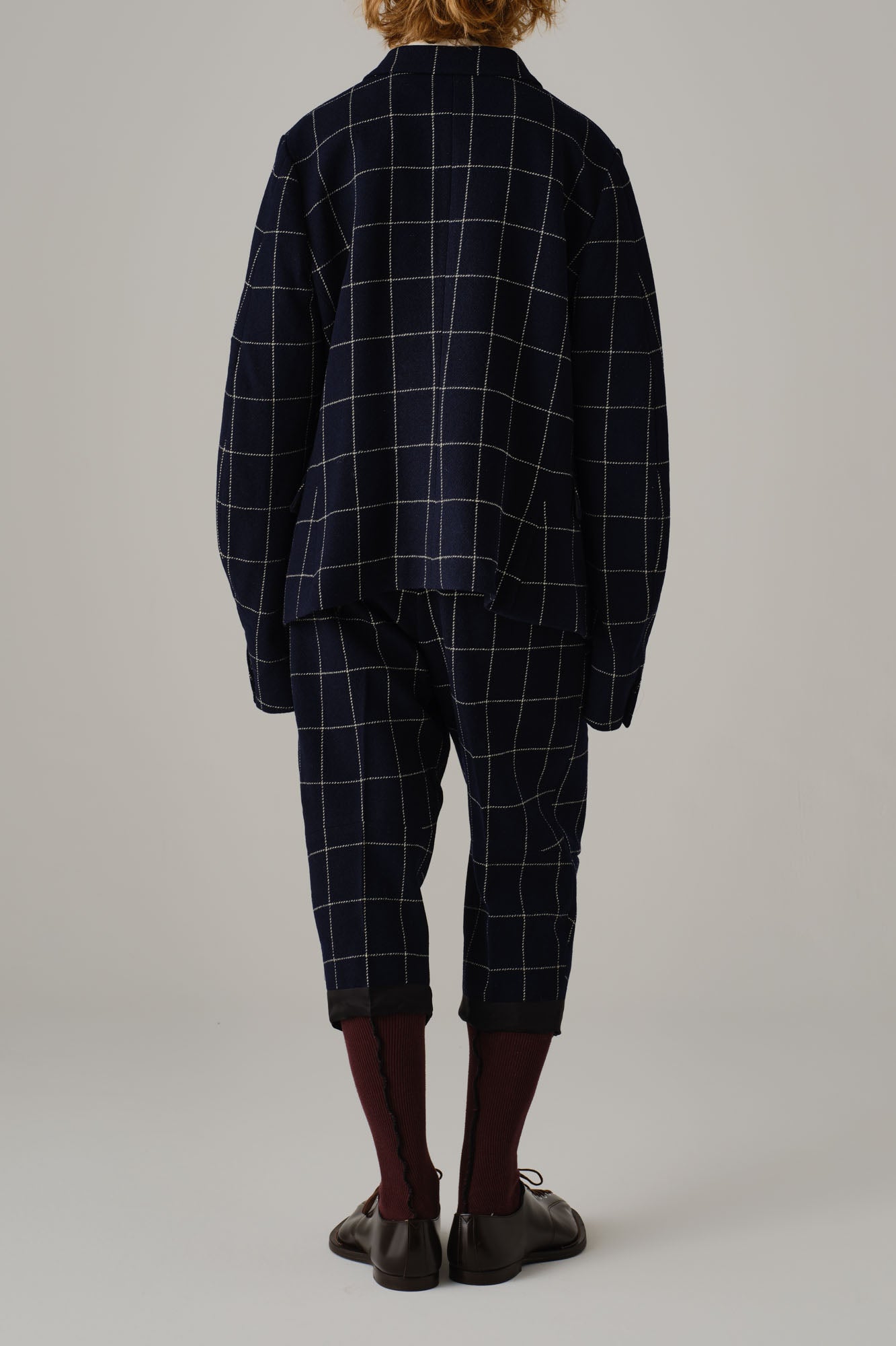 Jacket 13452- Wool100% Windowpane Tweed- Navy – Christopher Nemeth