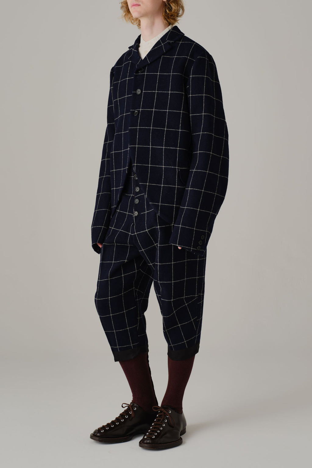 Jacket 13452 - Wool100% Windowpane Tweed - Navy - Christopher Nemeth - Tops - Wholesale AW25 - 9000000002103