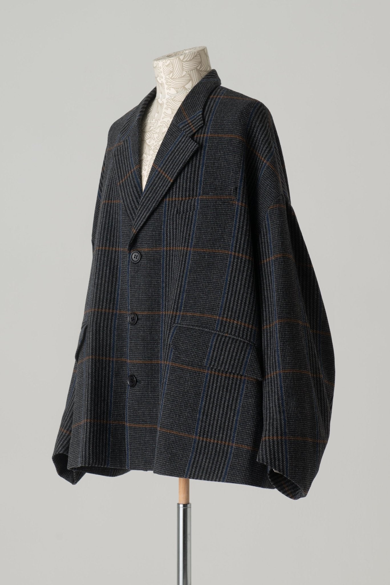 Jacket 19 - Wool100% HW Check - Grey - Christopher Nemeth - Tops - Wholesale AW24 - 9 - 000063 - 03