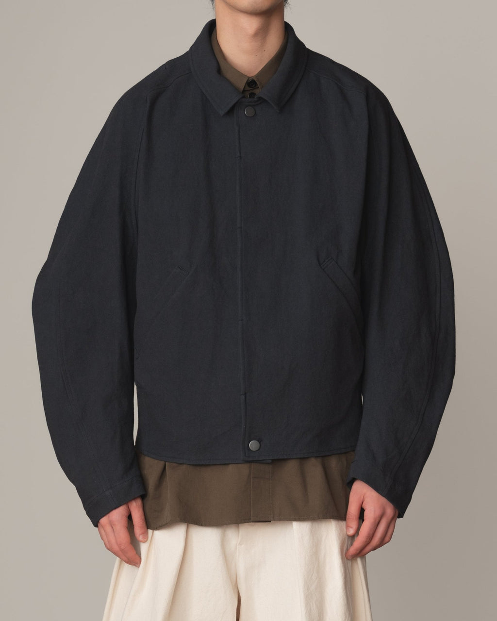 Jacket 191B - Cotton100% Oxford Print - Embroidery Rope Print - Navy - Christopher Nemeth - Tops - Christopher Nemeth - 0-00971-03