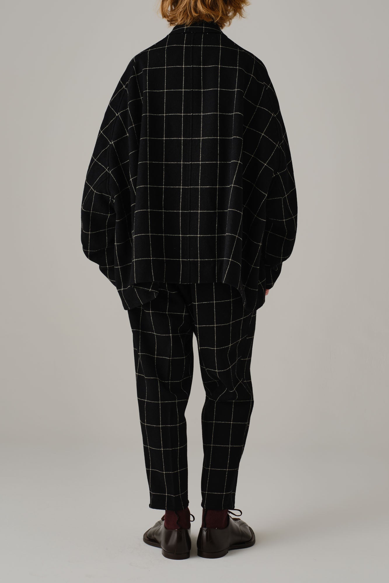 Jacket 19236- Wool100% Windowpane Tweed- Black – Christopher Nemeth