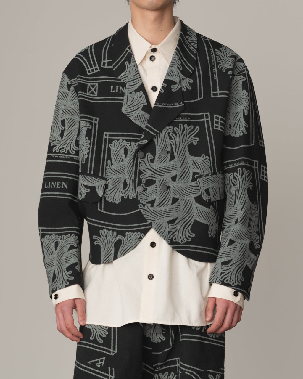 Jacket 2832 - Cotton100% Oxford Print - 42S Pattern Rope Print - Black - Christopher Nemeth - Tops - Christopher Nemeth - 0-01751-03