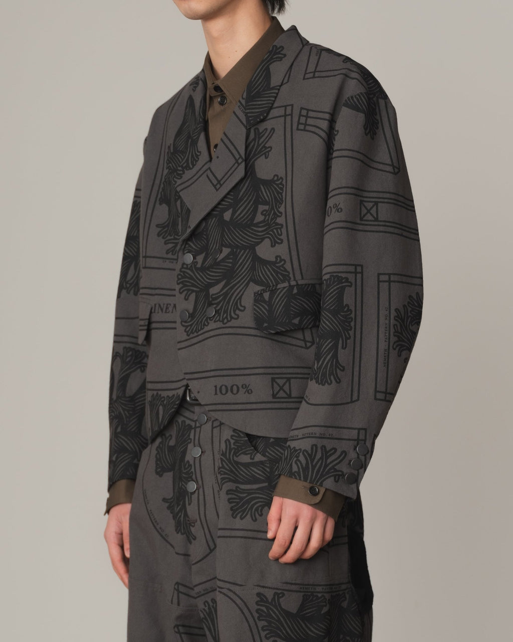 Jacket 2832 - Cotton100% Oxford Print - 42S Pattern Rope Print - Grey - Christopher Nemeth - Tops - Christopher Nemeth - 0-00188-01