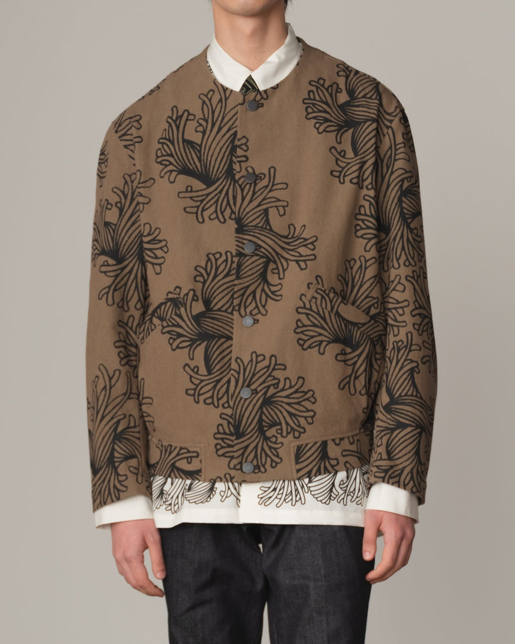 Jacket 37458B - Cotton100% Oxford Print - L Rope Print - Light Brown - Christopher Nemeth - Tops - Christopher Nemeth - 0-01757-03