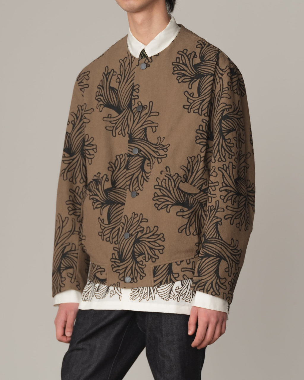 Jacket 37458B - Cotton100% Oxford Print - L Rope Print - Light Brown - Christopher Nemeth - Tops - Christopher Nemeth - 0-01757-03