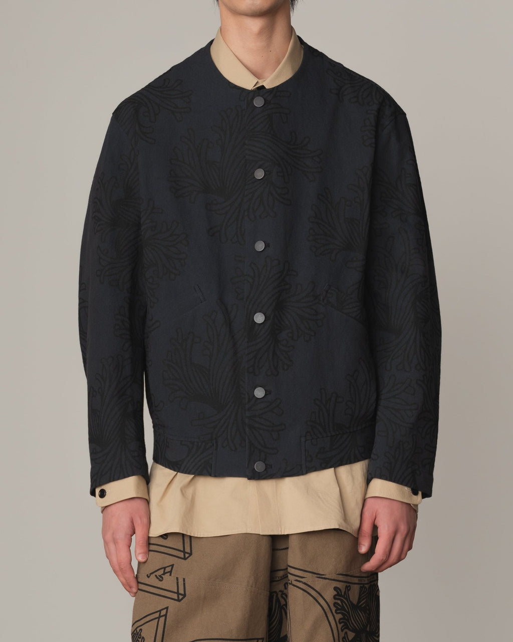 Jacket 37458B - Cotton100% Oxford Print - L Rope Print - Navy - Christopher Nemeth - Tops - Christopher Nemeth - 0-01088-03
