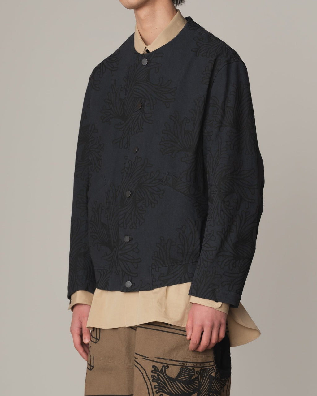 Jacket 37458B - Cotton100% Oxford Print - L Rope Print - Navy - Christopher Nemeth - Tops - Christopher Nemeth - 0-01088-03
