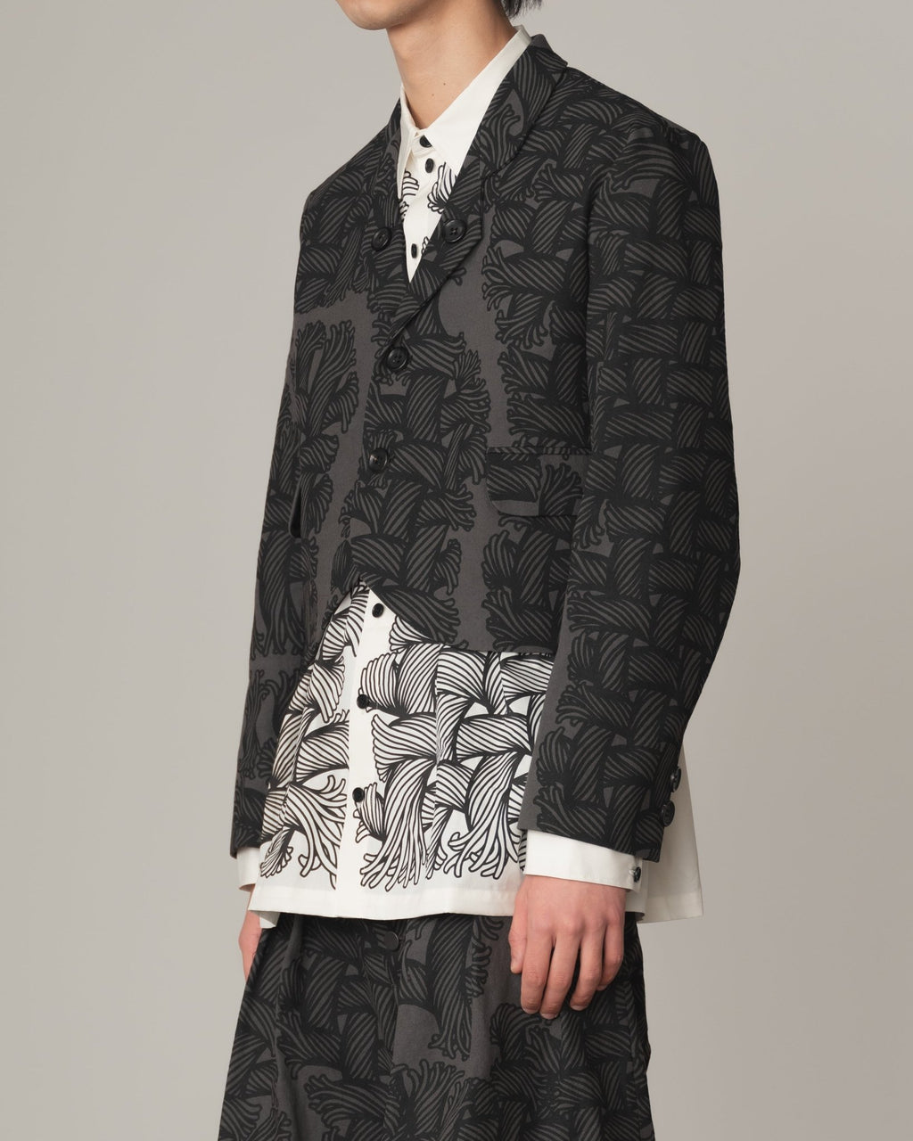 Jacket 5180 - Cotton100% Oxford Print - Isle Rope Print - Grey - Christopher Nemeth - Tops - Christopher Nemeth - 0-01275-03