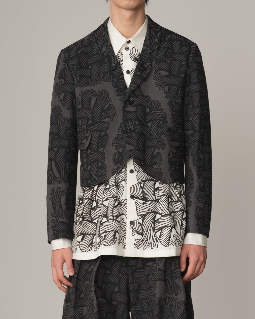Jacket 5180 - Cotton100% Oxford Print - Isle Rope Print - Grey - Christopher Nemeth - Tops - Christopher Nemeth - 0-01275-03